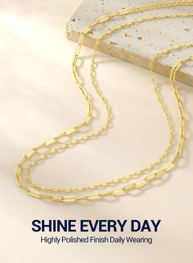 PROSILVER Dainty Gold Paper Clip Necklaces for Women Adjustable Chain Necklace - Image 4
